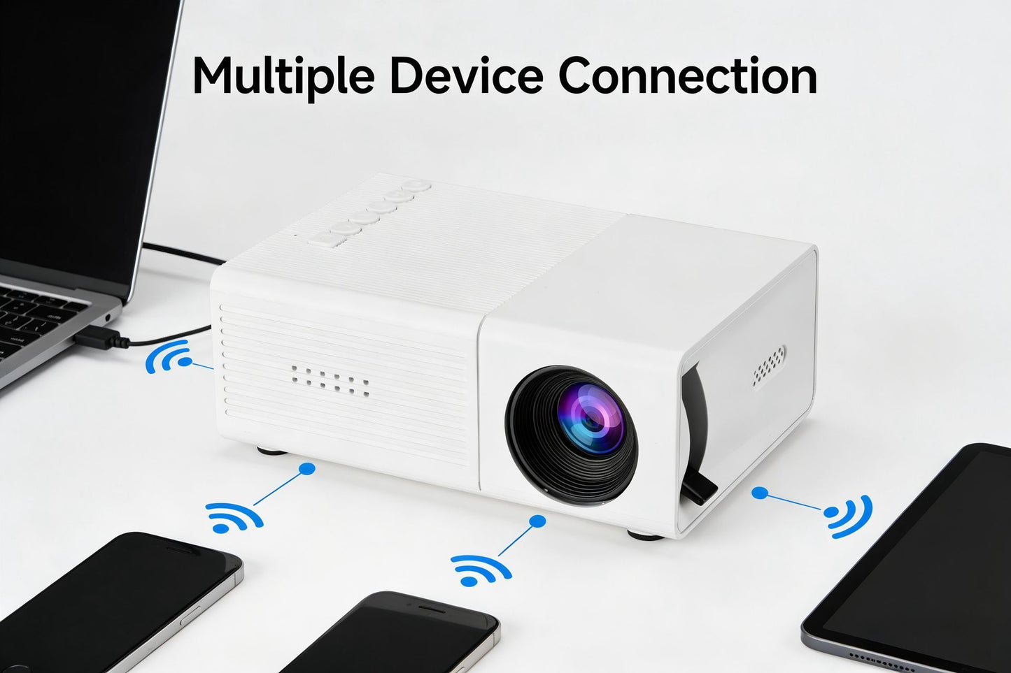 White M3S 1080P Mini Projector AU Plug Includes Manual
