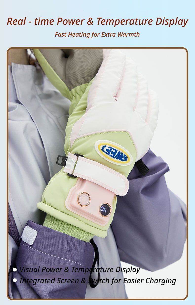 Windproof Water-Repellent Fleece-Lined Self-Heating Gloves Black