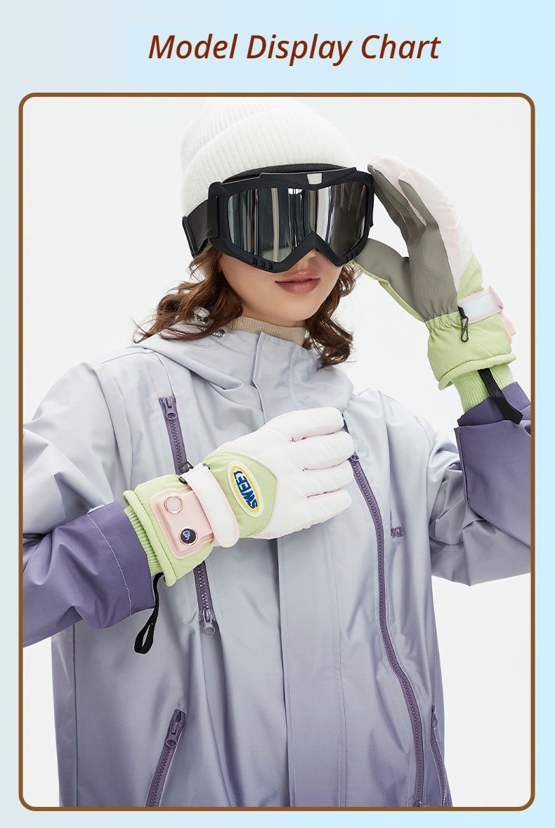 Windproof Water-Repellent Fleece-Lined Self-Heating Gloves Pink