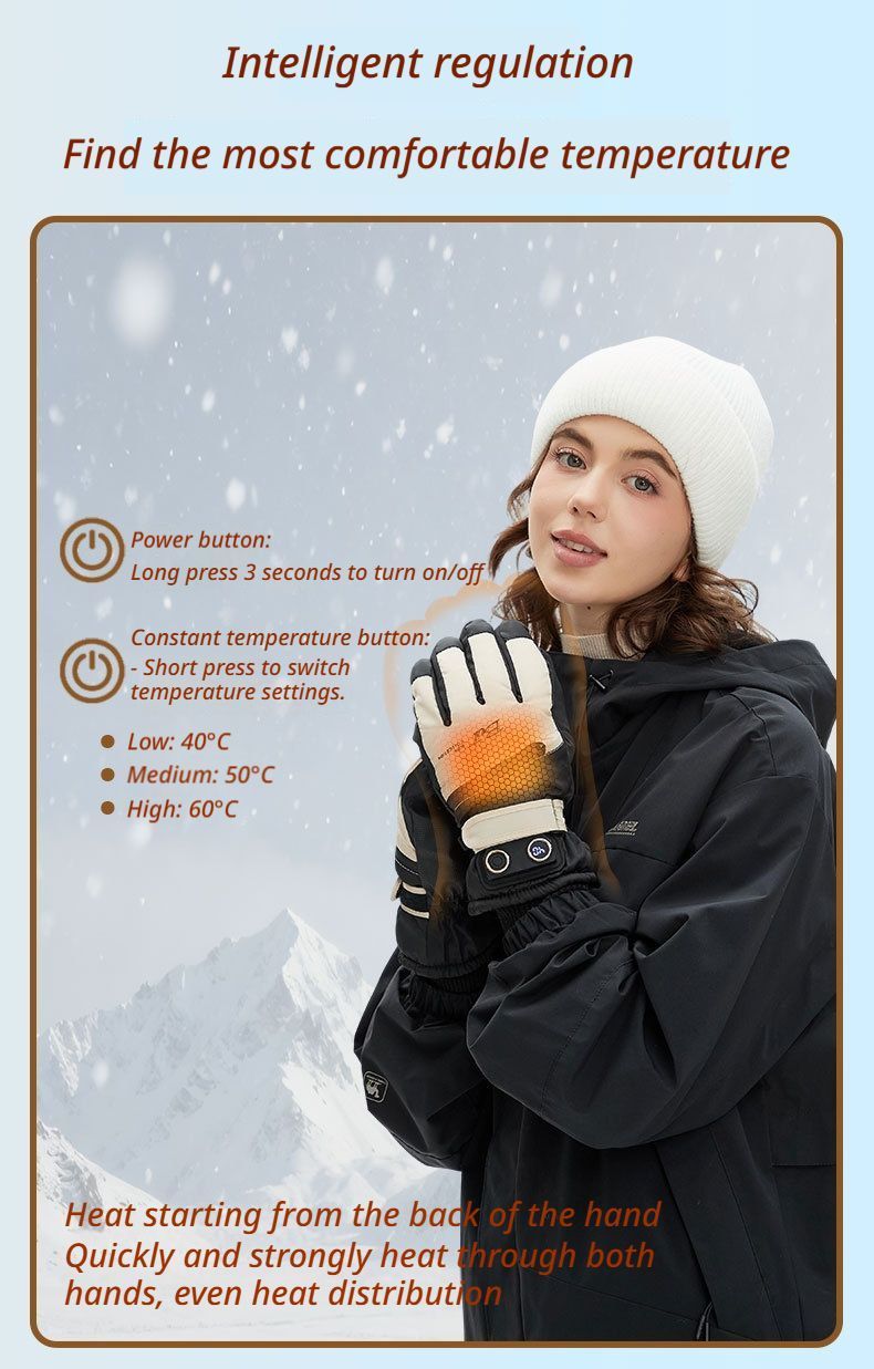 Winter Self-Heating Windproof Touchscreen Gloves-Beige Black