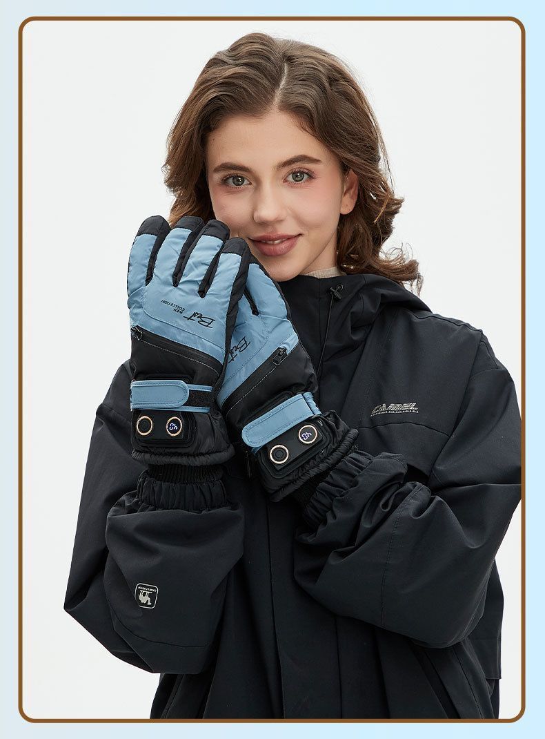 Winter Self-Heating Windproof Touchscreen Gloves-Black Gray
