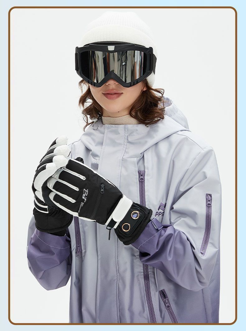 Winter Self-Heating Windproof Touchscreen Gloves-Blue and White