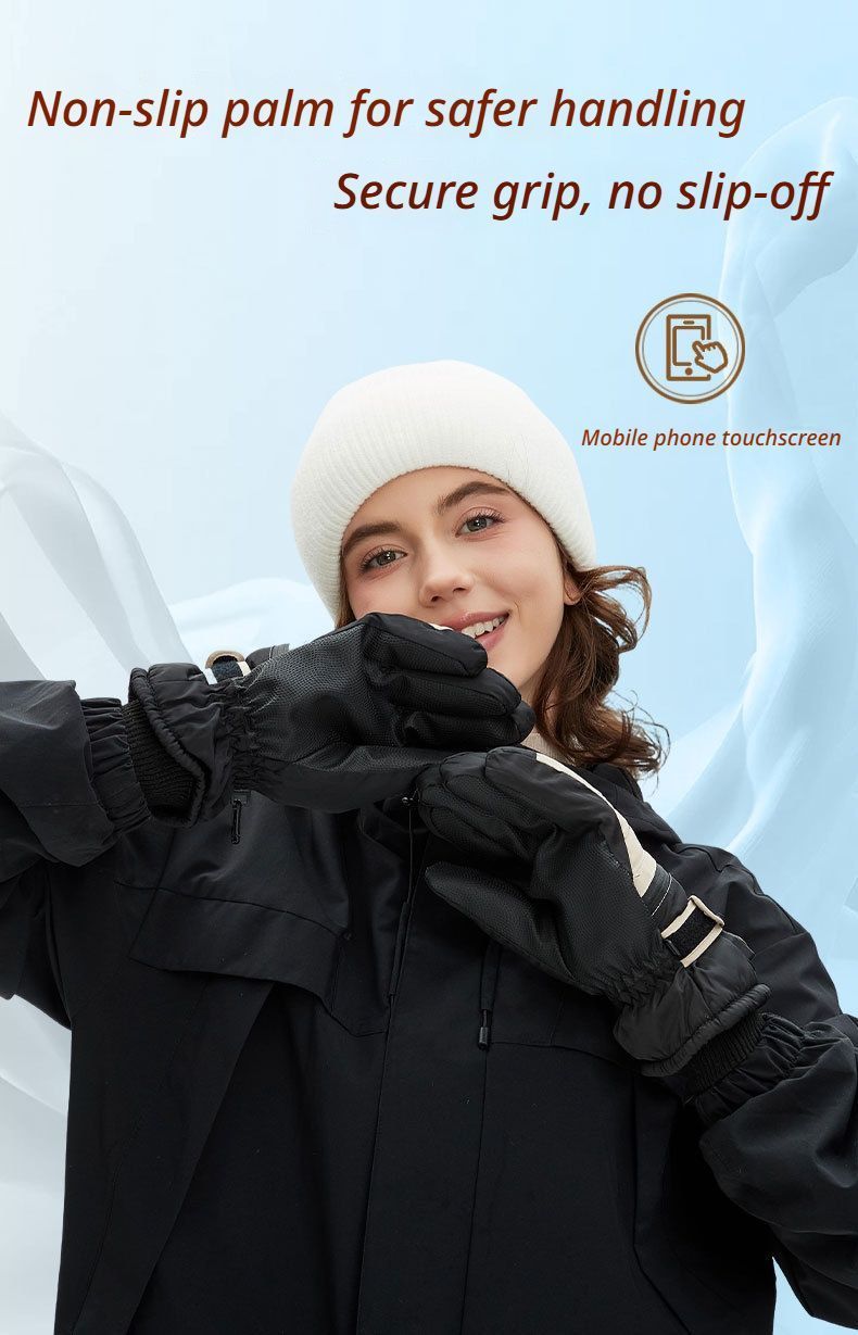 Winter Self-Heating Windproof Touchscreen Gloves-White Black