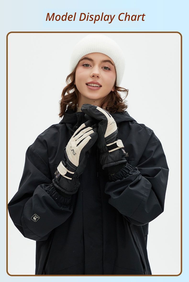 Winter Self-Heating Windproof Touchscreen Gloves-White Black