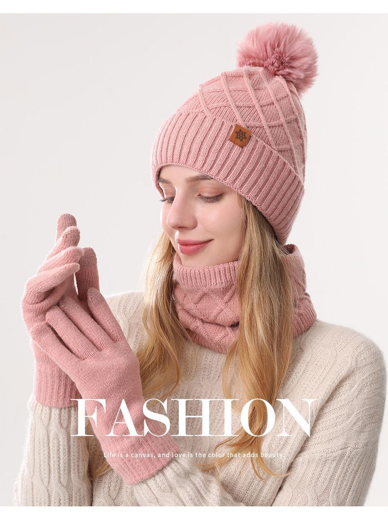 Women Khaki Argyle 3-Piece Set-Hat Scarf and Gloves