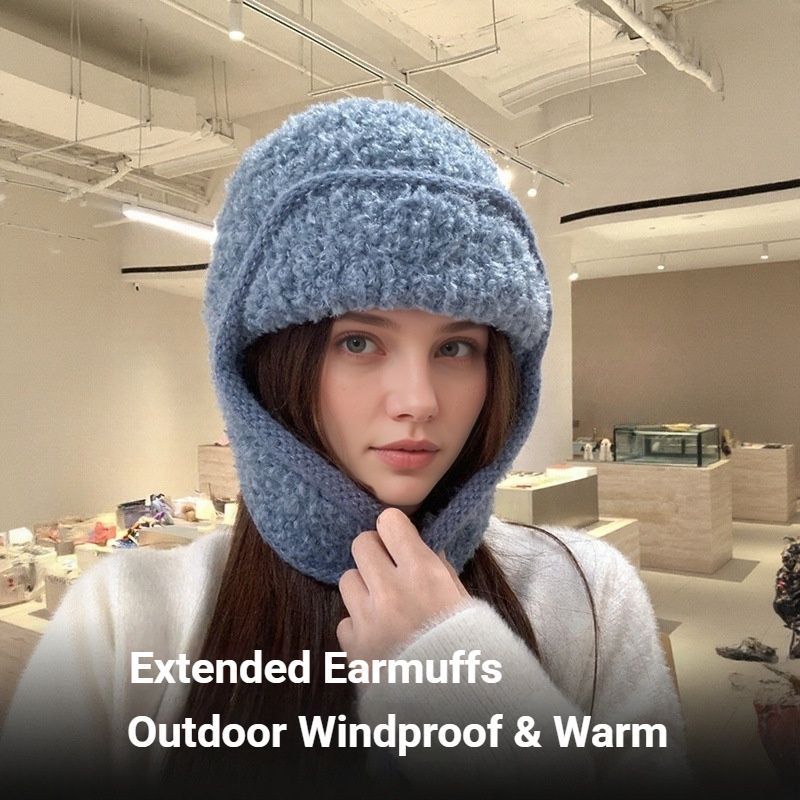 Women Plain Aviator Hat with Earflaps Rose Red