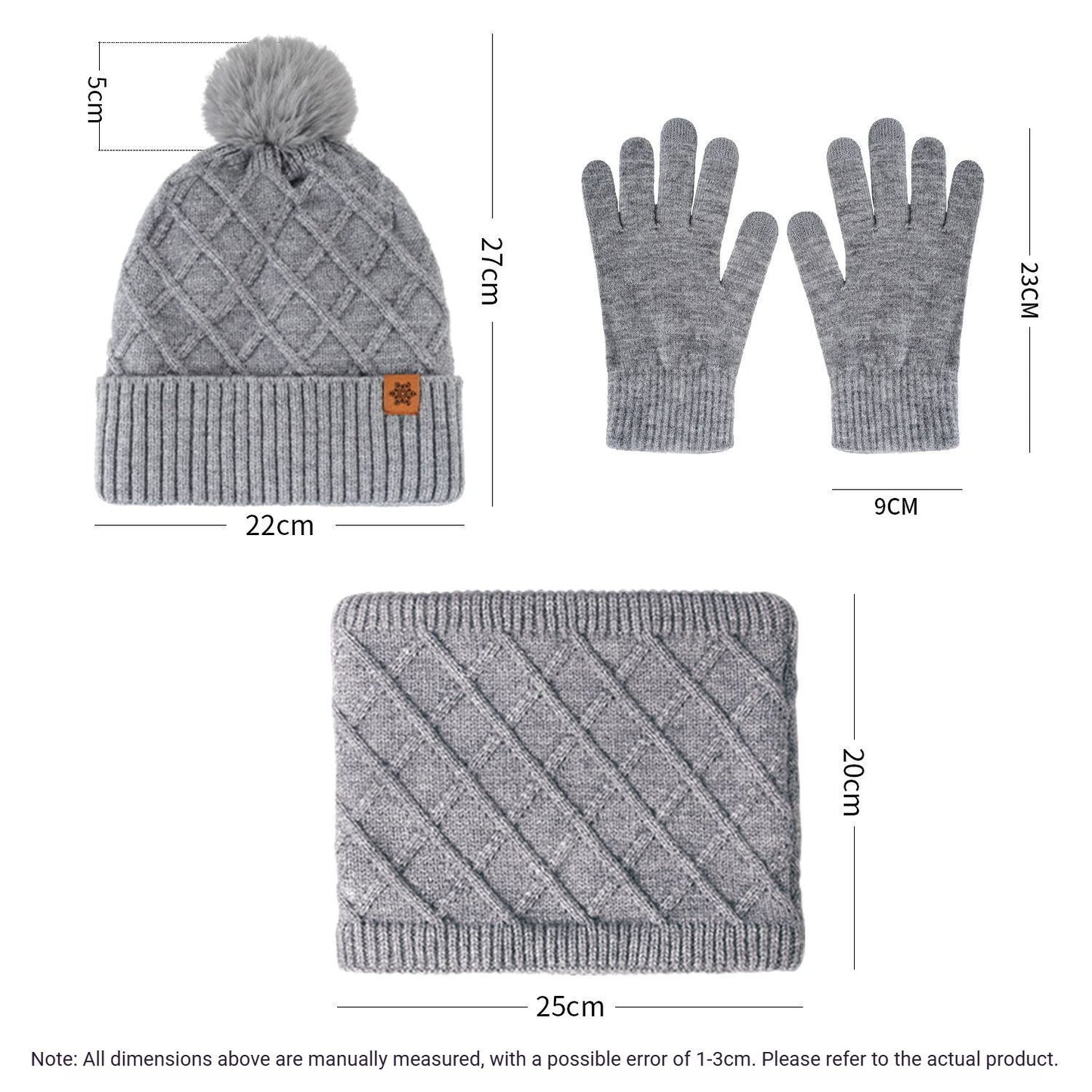 Women Red Argyle 3-Piece Set-Hat Scarf and Gloves