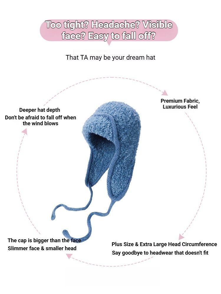 Women Sherpa Aviator Beanie - Warm Earflap Knit Hat Pink