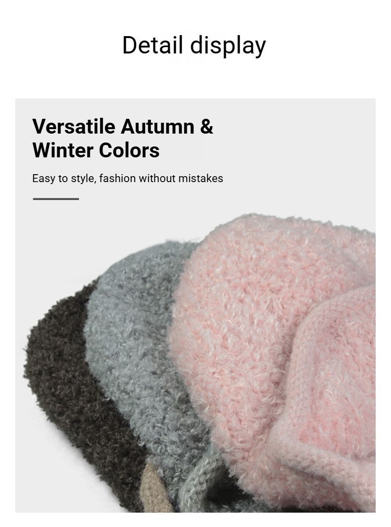 Women Sherpa Aviator Beanie - Warm Earflap Knit Hat Red