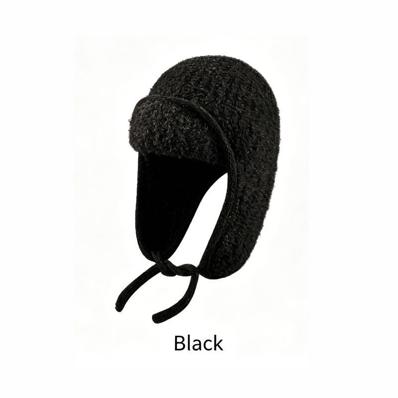 Women Sherpa Aviator Beanie - Warm Earflap Knit Hat Wine Red