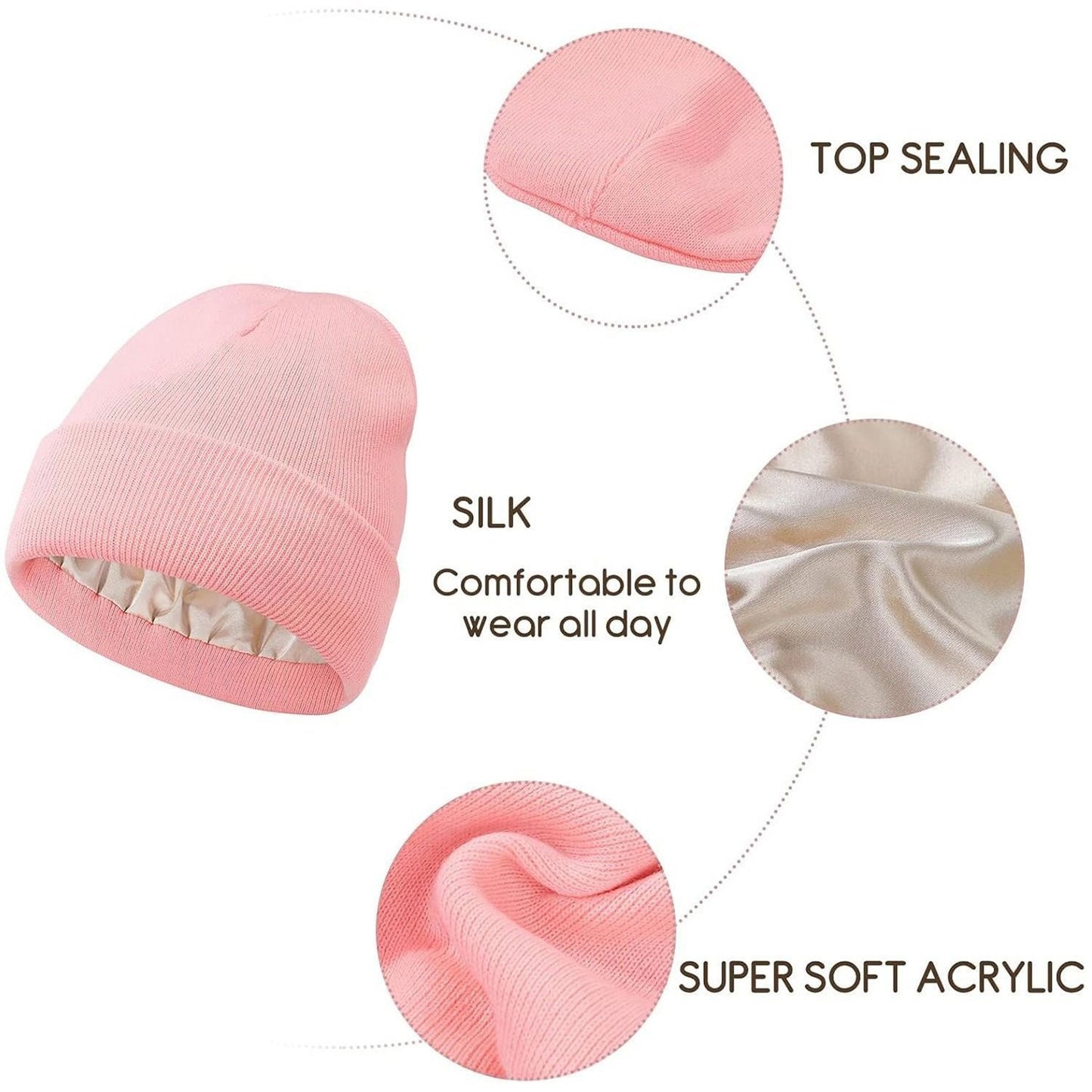 2Pcs Knit Beanie red 03