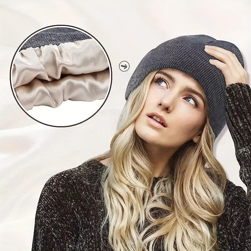 2Pcs Knit Beanie grey 05