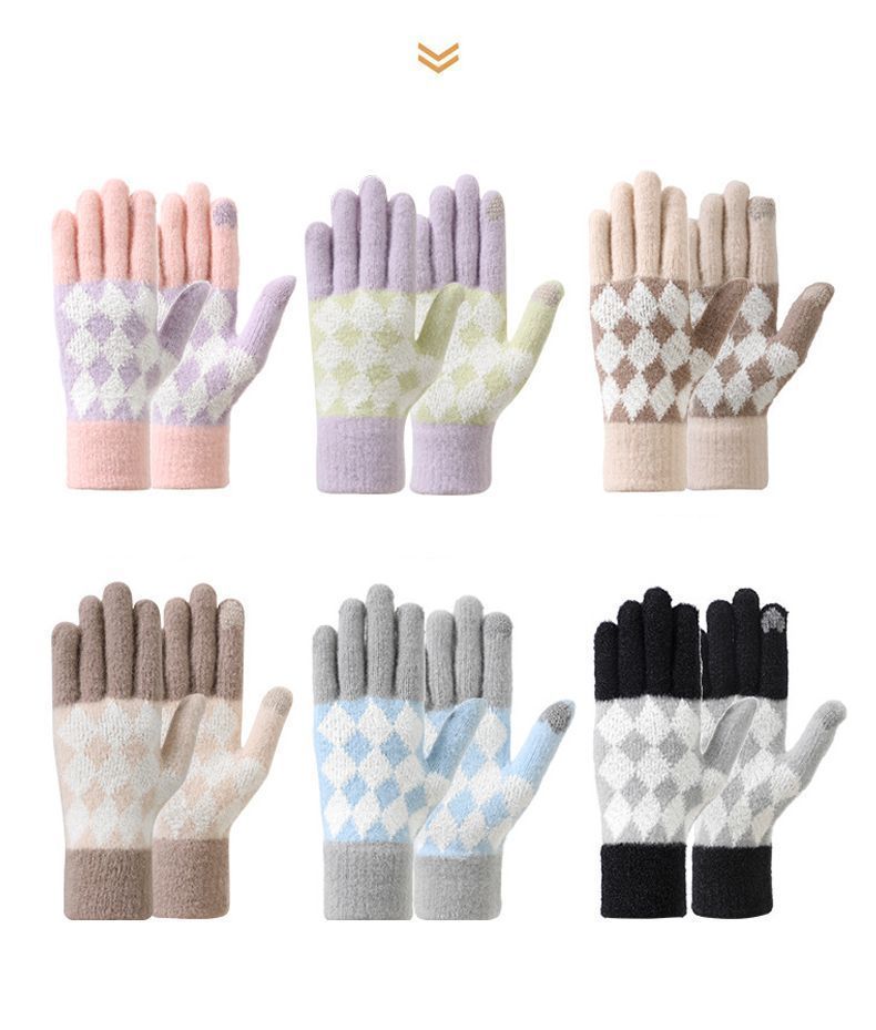 2Pcs Touchscreen Knitted Gloves Light-Gray