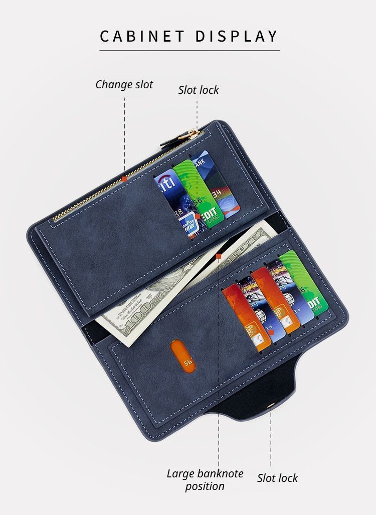 2Pcs Black Matte Long Wallet