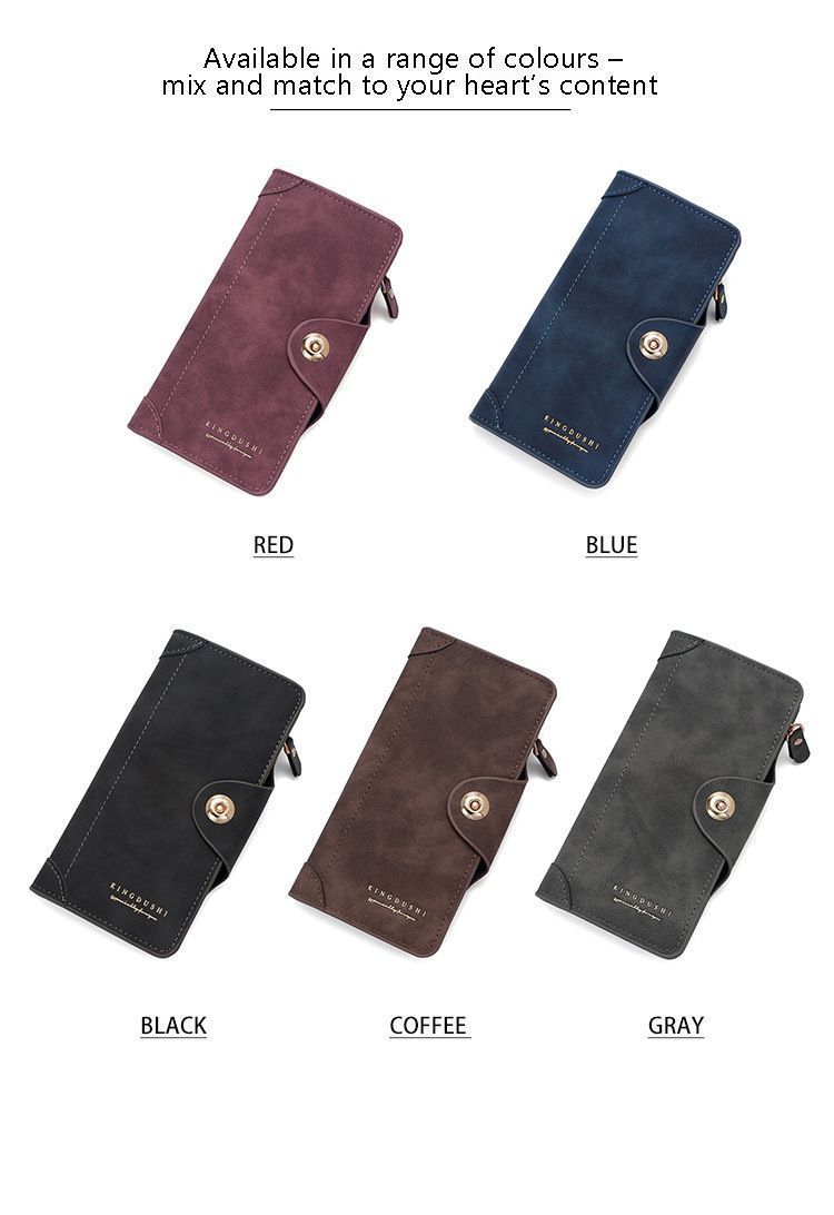 2Pcs Red Matte Long Wallet
