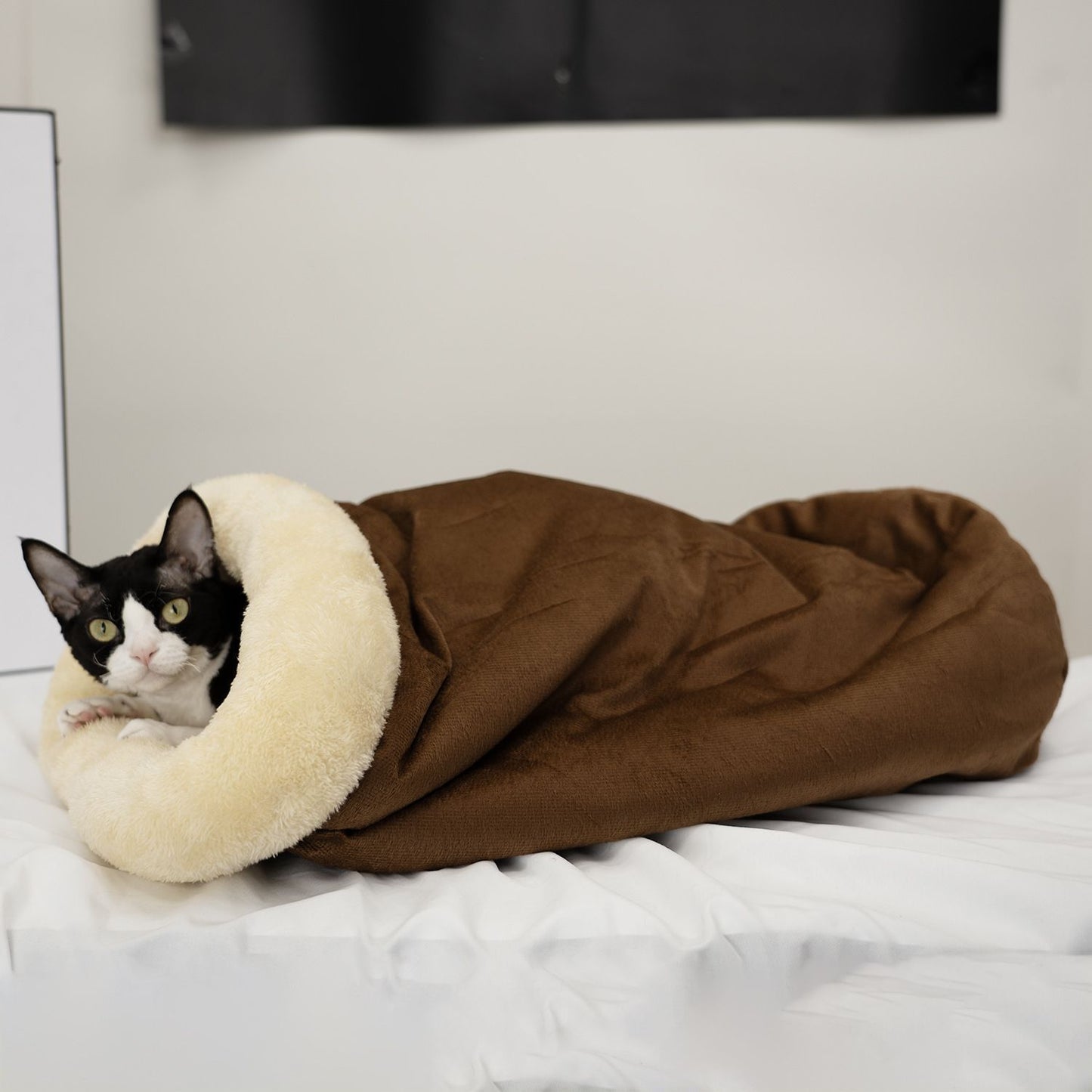 Upgraded Support Pet Warm Bed Dark Brown