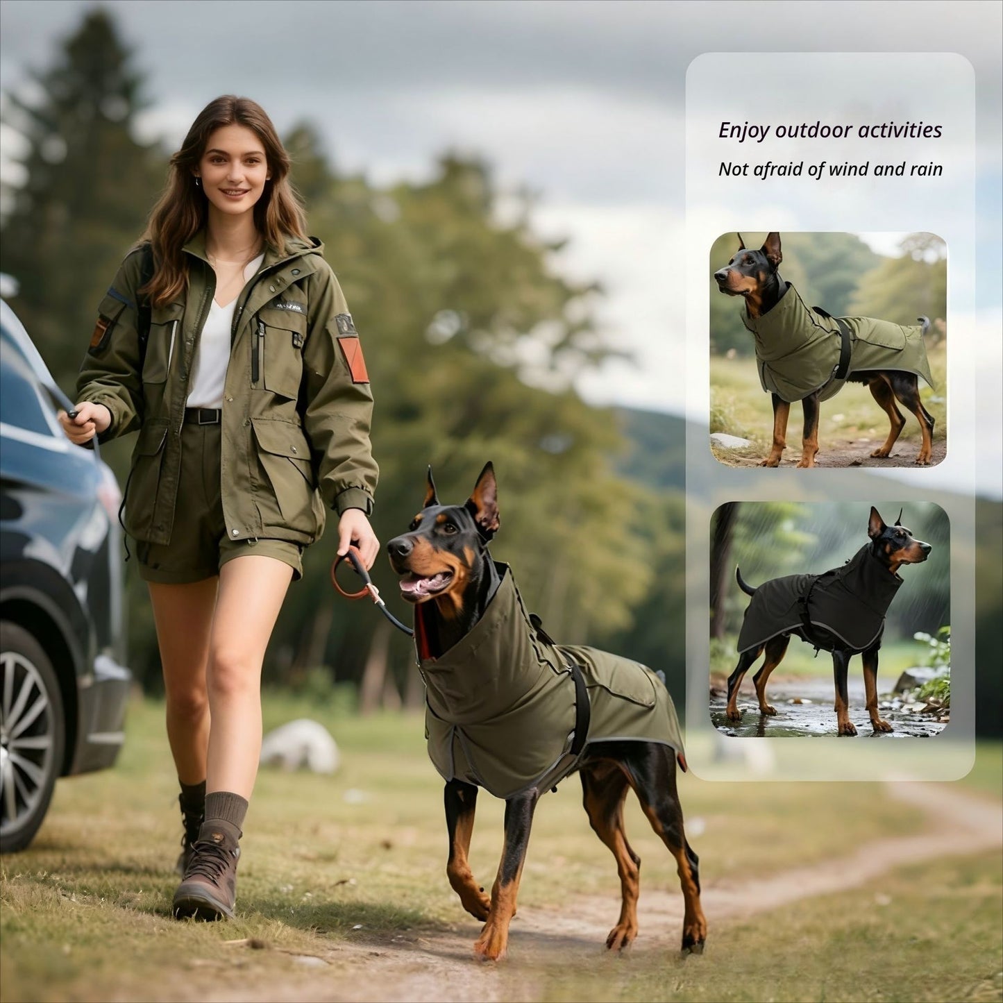 Winter Warm Pet Coat, Outdoor Cold Proof Dog Jacket-black