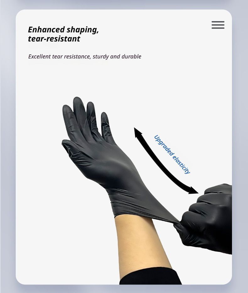 300Pcs Black Nitrile Gloves Medium