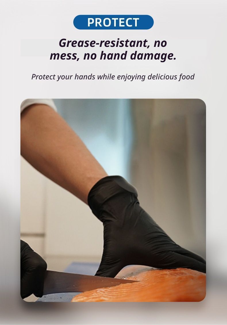 300Pcs Black Nitrile Gloves Large