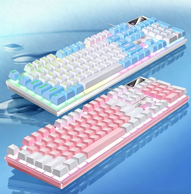 104 Keys Wired Keyboard Pink