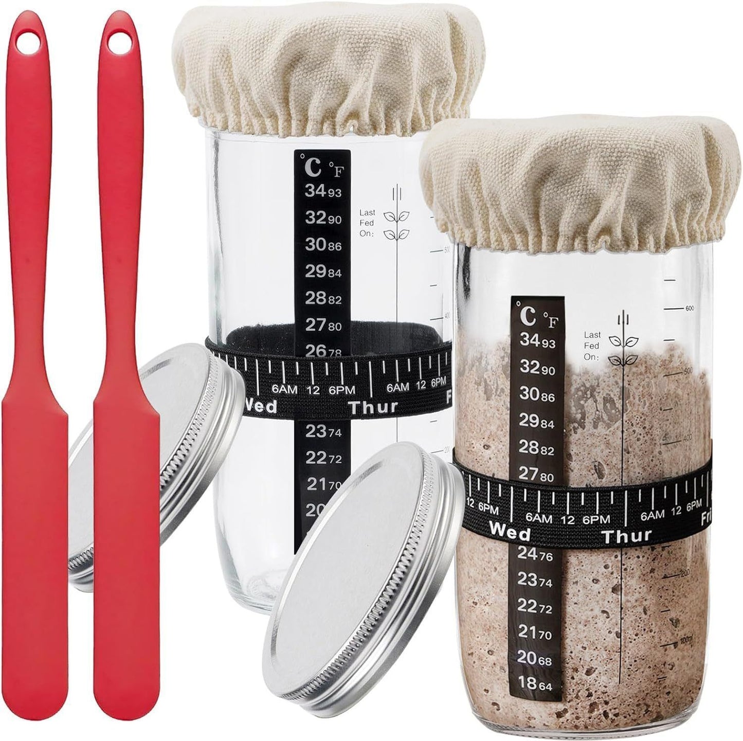 24oz Glass Sourdough Starter Jar, Fermentation Tool Set