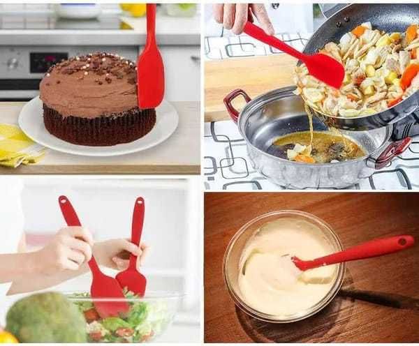 6Pcs Food-Grade Silicone Scraper Set, Baking Cream Spatulas (Pink)(2 set/12PCS)