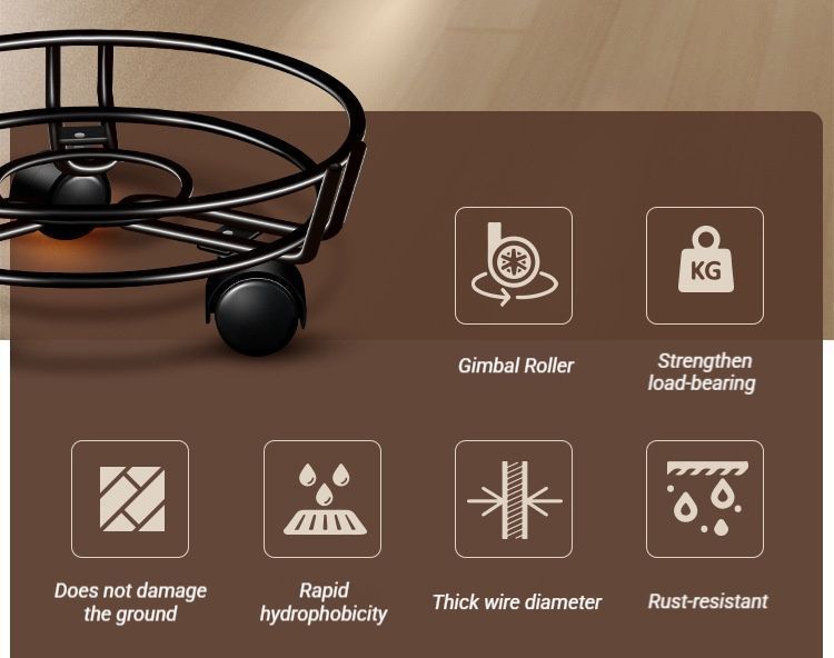 Black Round Wheel Plant Caddy