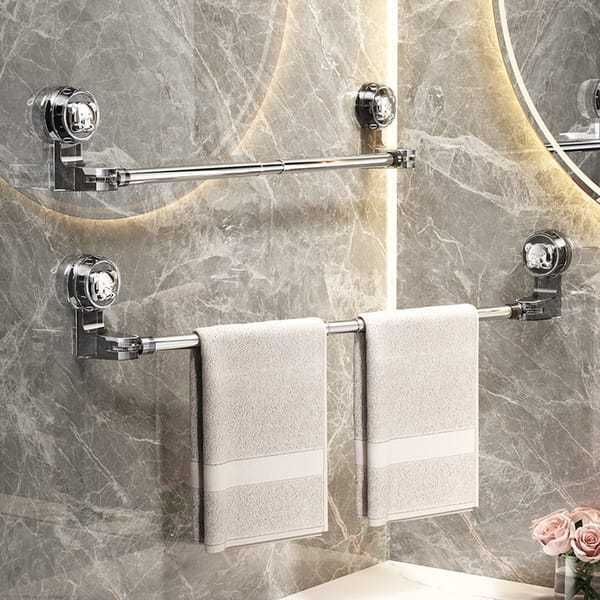 30–60 cm extendable towel rail, no drilling required, with strong suction cups, suitable for wall-mounted storage in bathrooms and kitchens