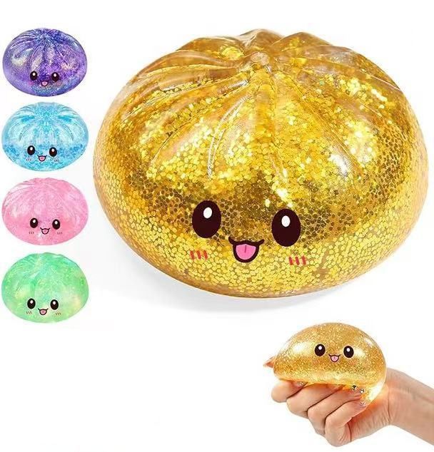 6Pcs Glitter Cute 5.5cm Bun Squishy Anxiety Relief Toy