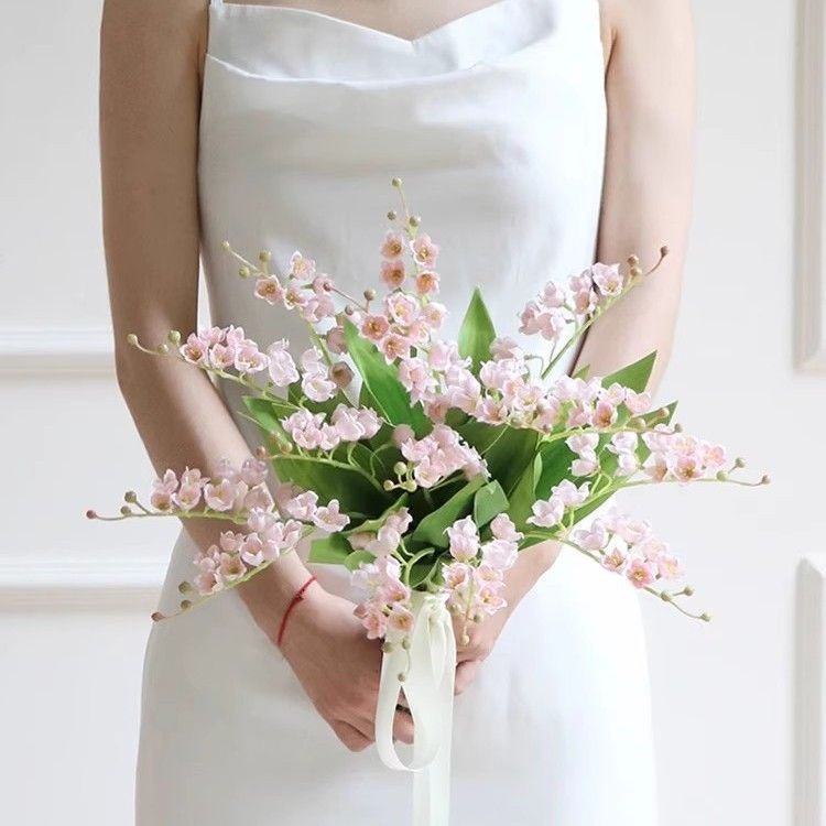 Artificial Pink Lily of The Valley, Romantic Decor, 3 Pack