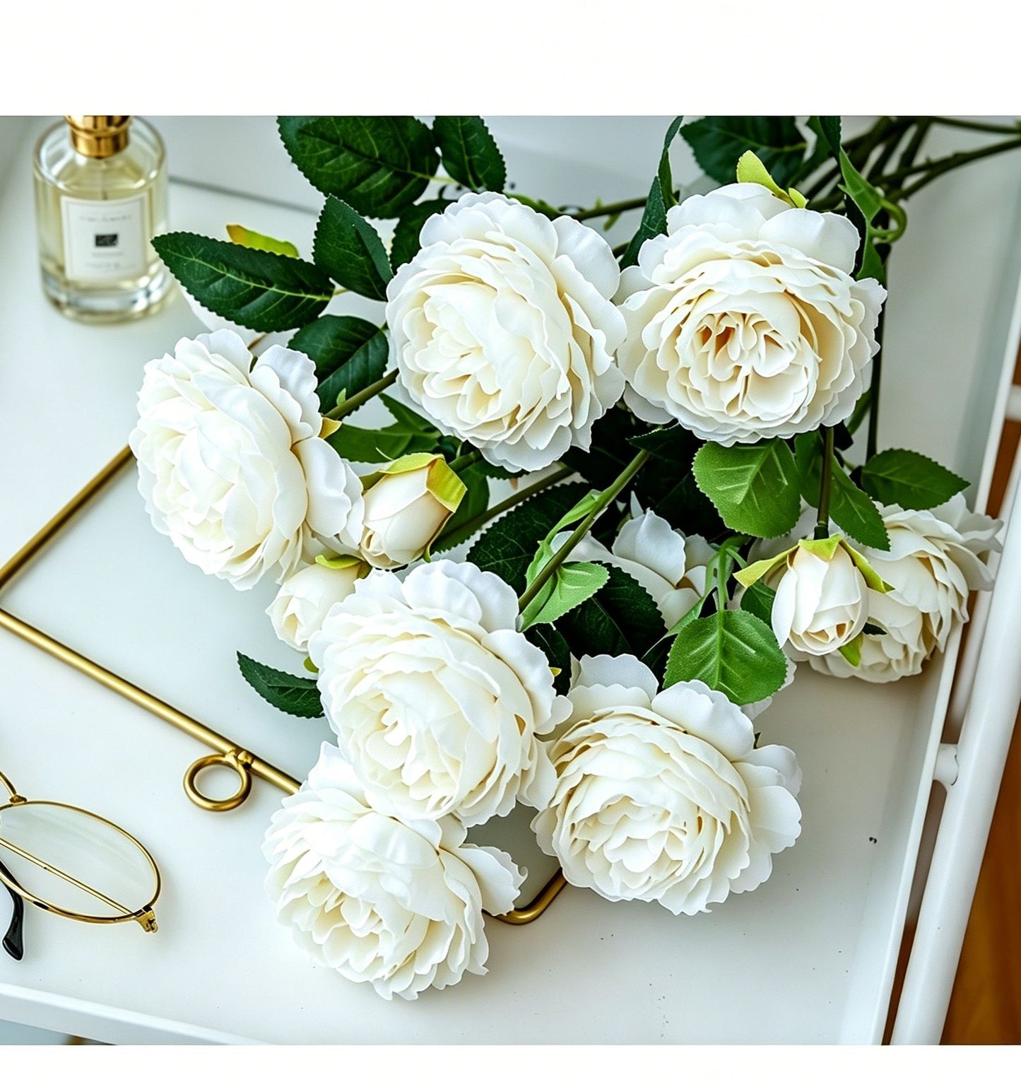 Artificial White French Peony, Soft Decor, 2 Pack