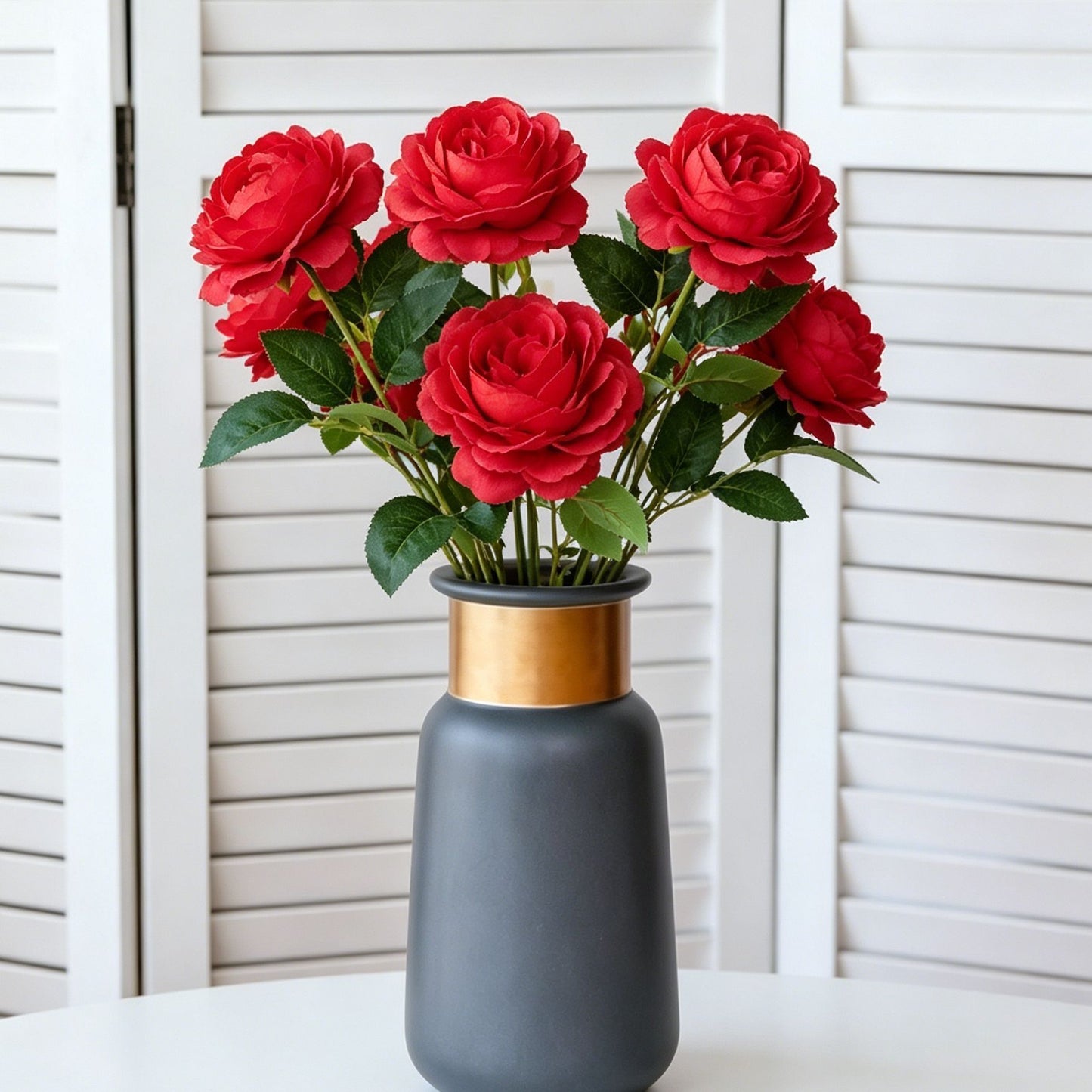 Artificial Red French Peony, Warm Decor, 3 Pack