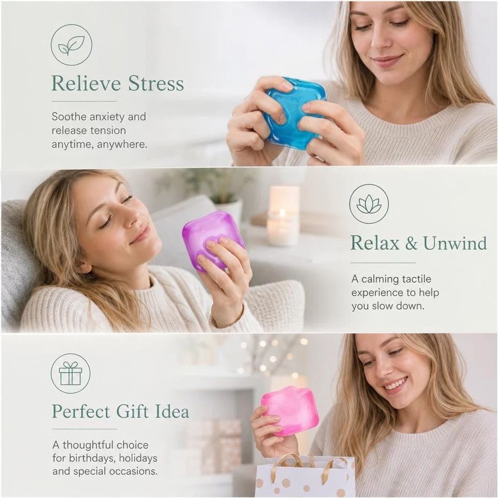 4 Pack Blue Ice Cube Squishy, Multiple Squish For Long Lasting Stress Relief, Xmas Gift