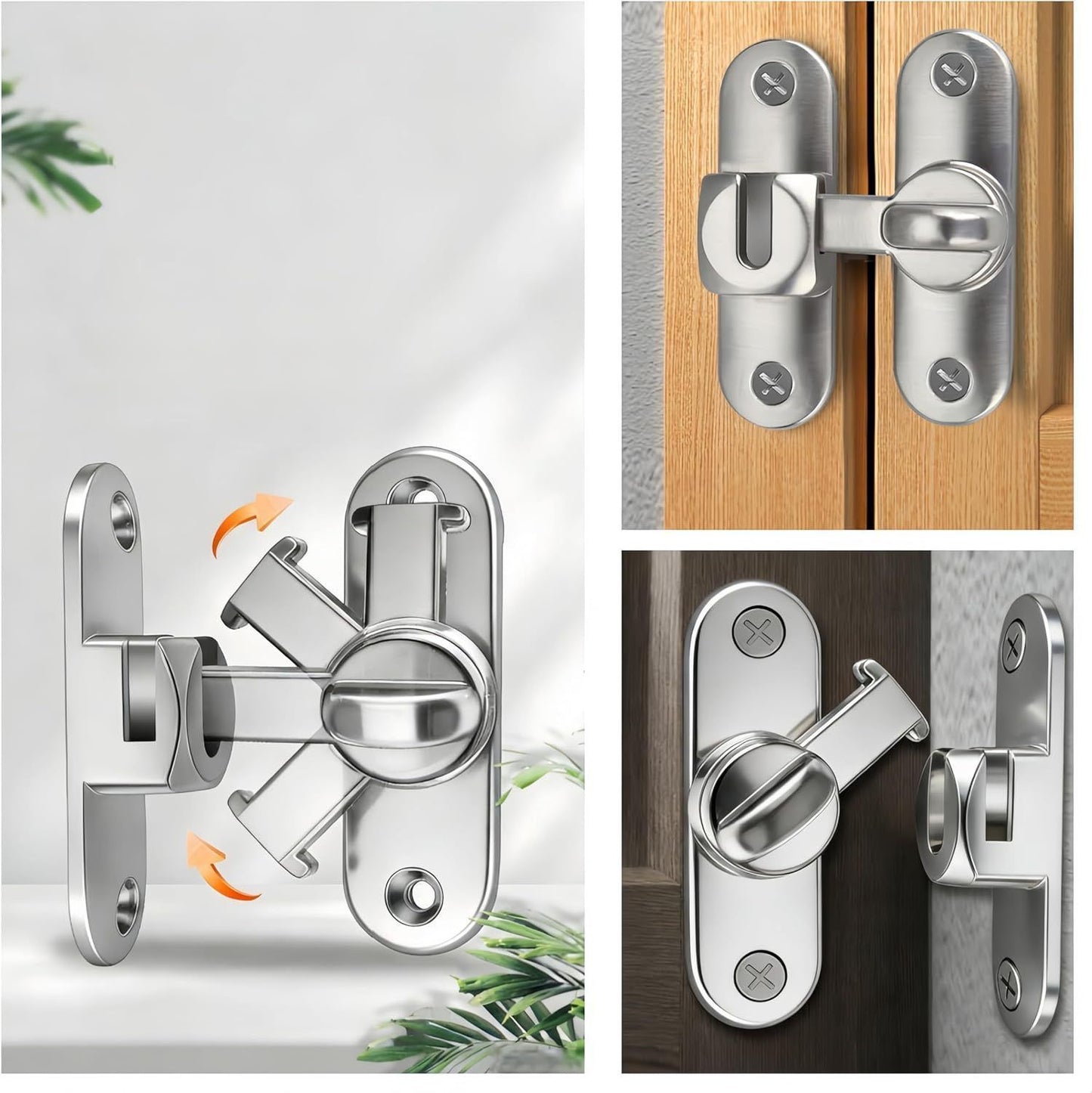 3Pcs No-Drill Door Latch Buckle with Screws