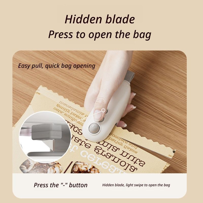 2Pcs White Rechargeable Portable Mini Bag Sealer Household Snack Fresh Keeper