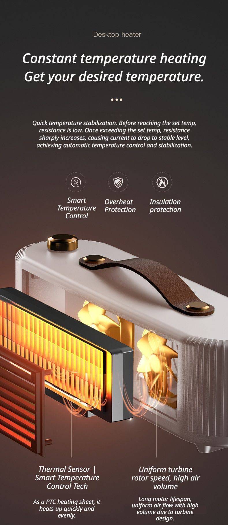White Desktop Space Heater