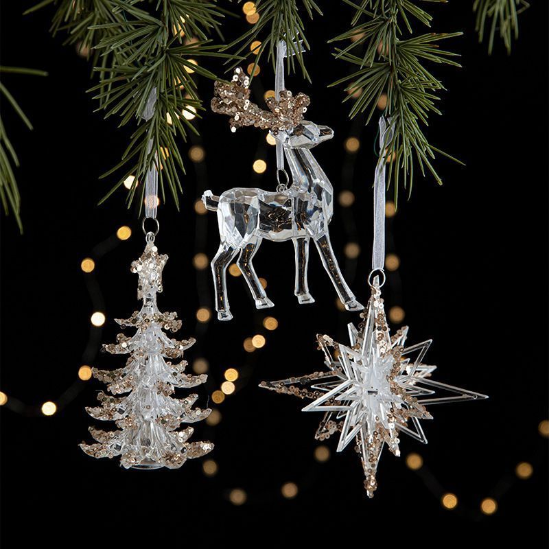 2pcs 3D Five-pointed Star Christmas Ornament Props