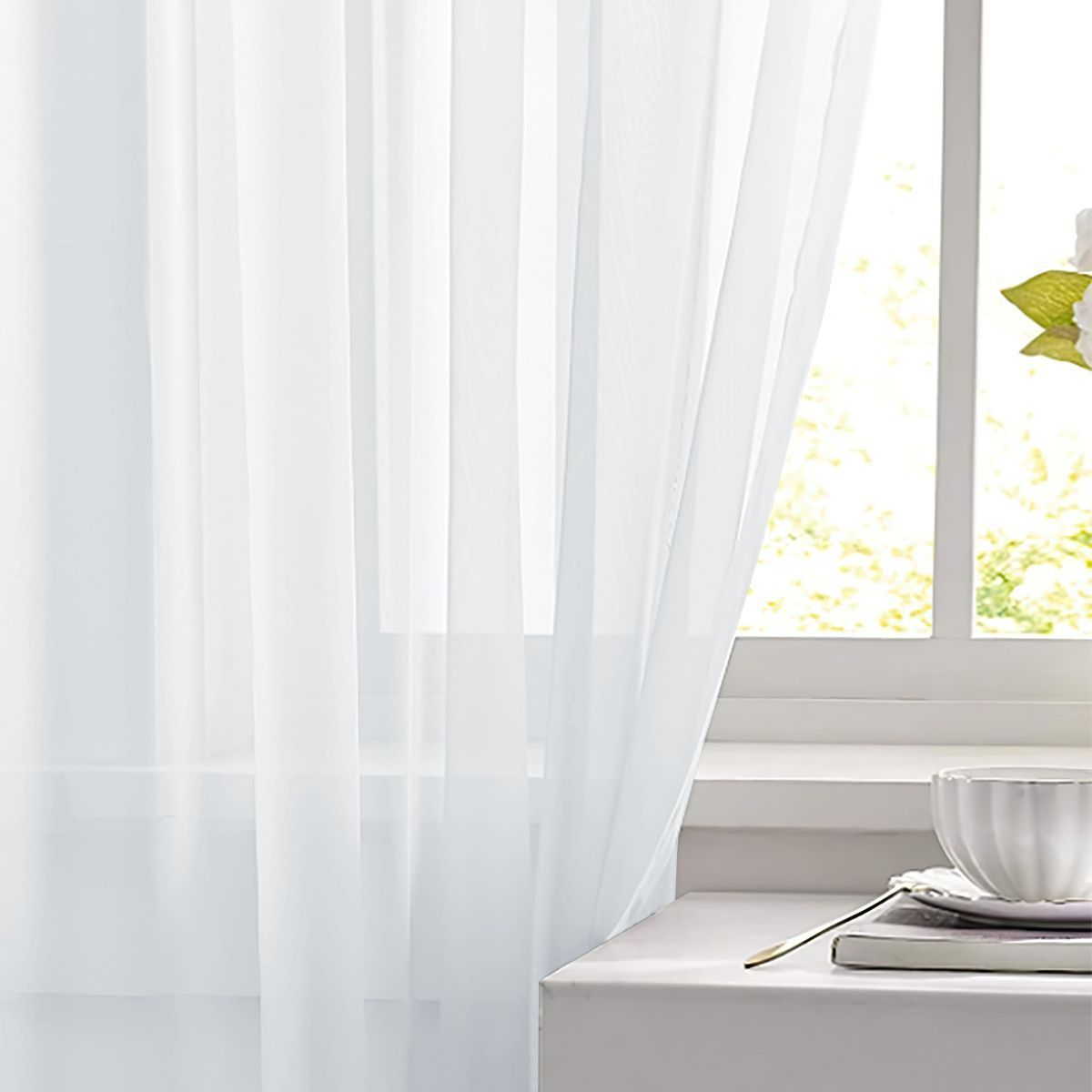grey Light Transparent Window Sheers, 2 Pieces, Multiple Sizes Available