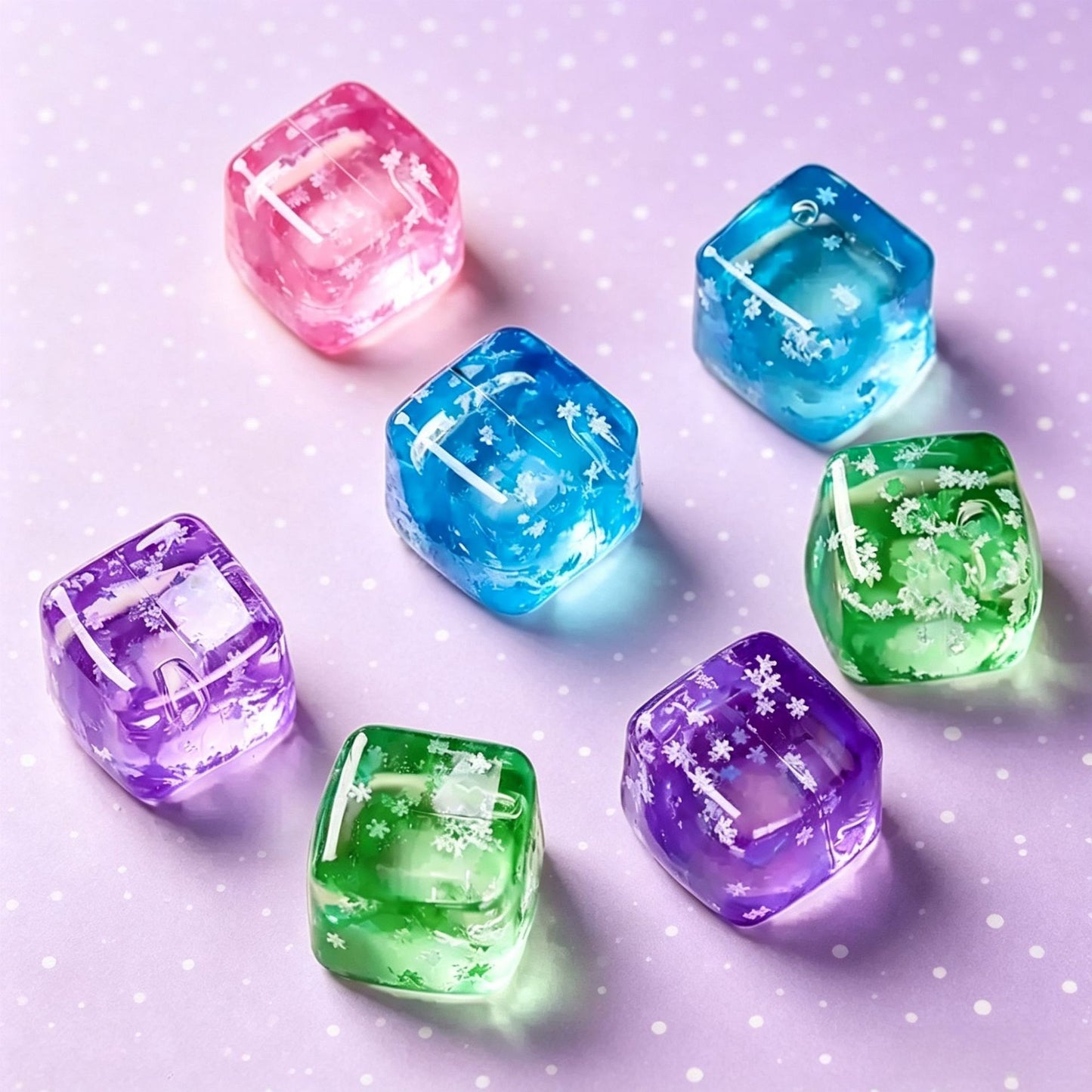 Snowflake Ice Cube Squishy Toy Pink
