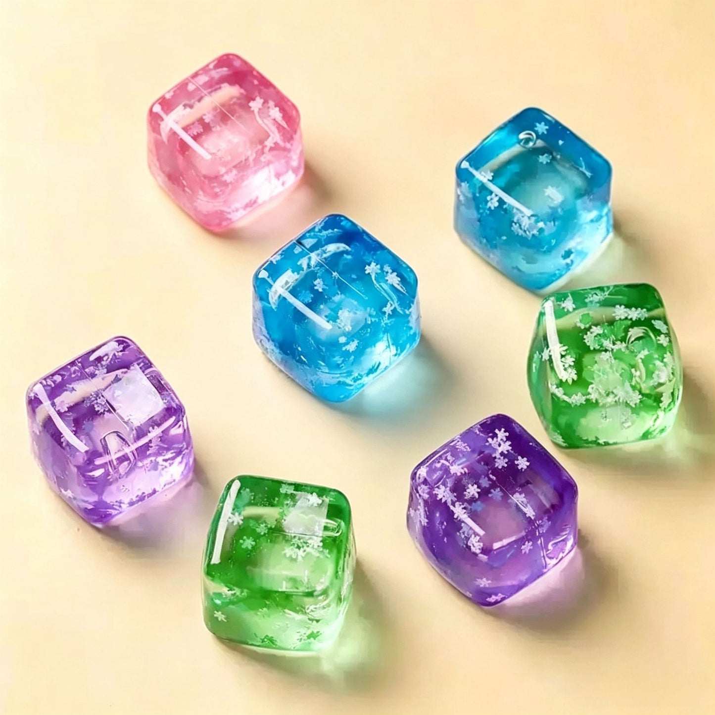 Blue Glitter Snowflake Ice Cube Squishy Toy
