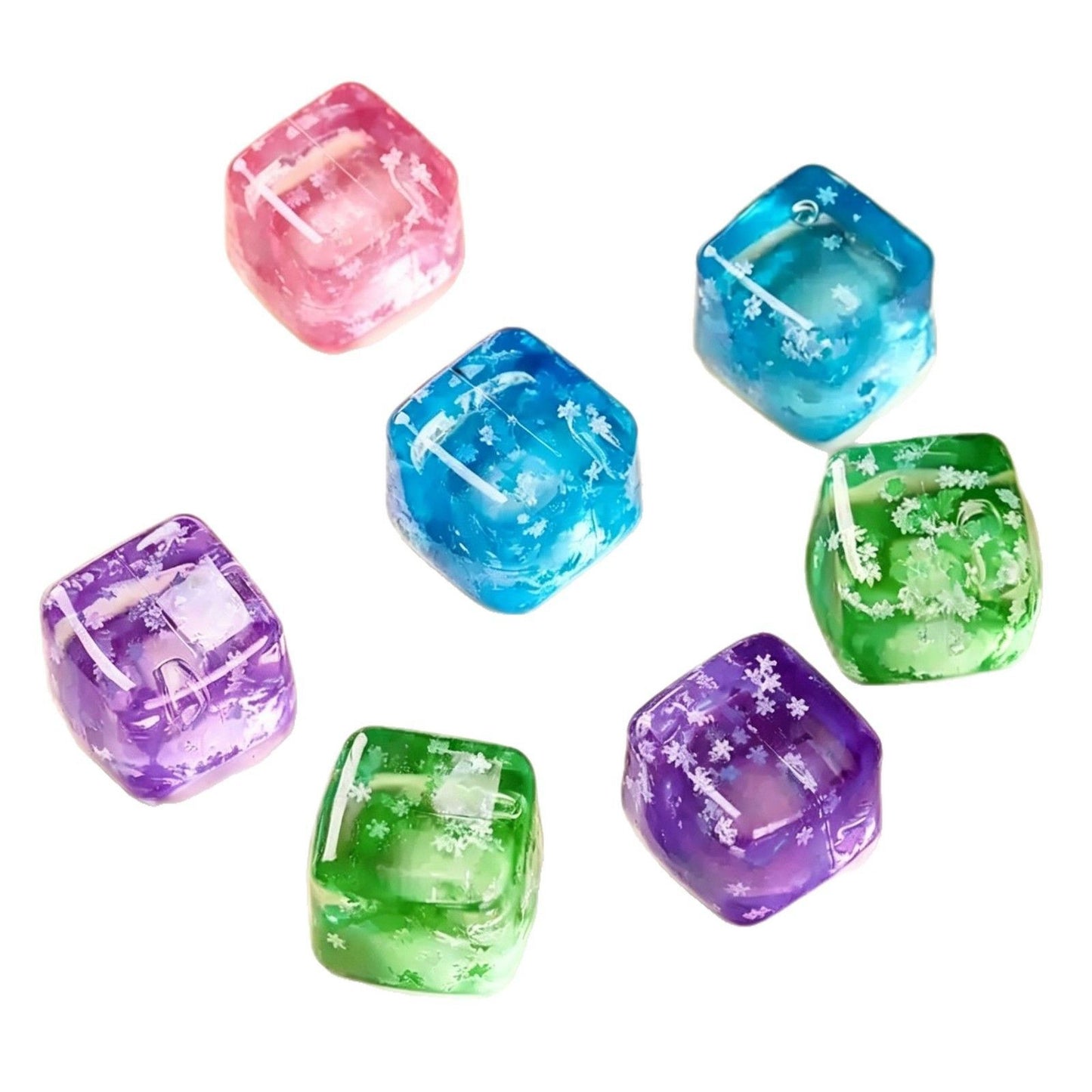 Green Glitter Snowflake Ice Cube Squishy Toy