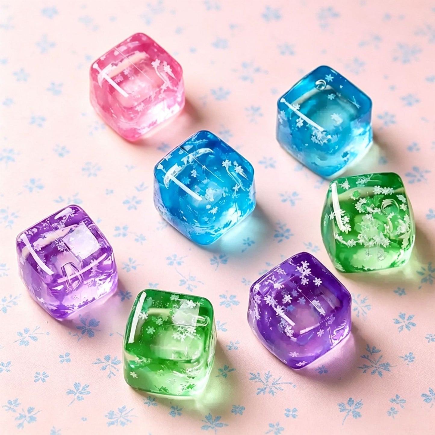 Green Glitter Snowflake Ice Cube Squishy Toy