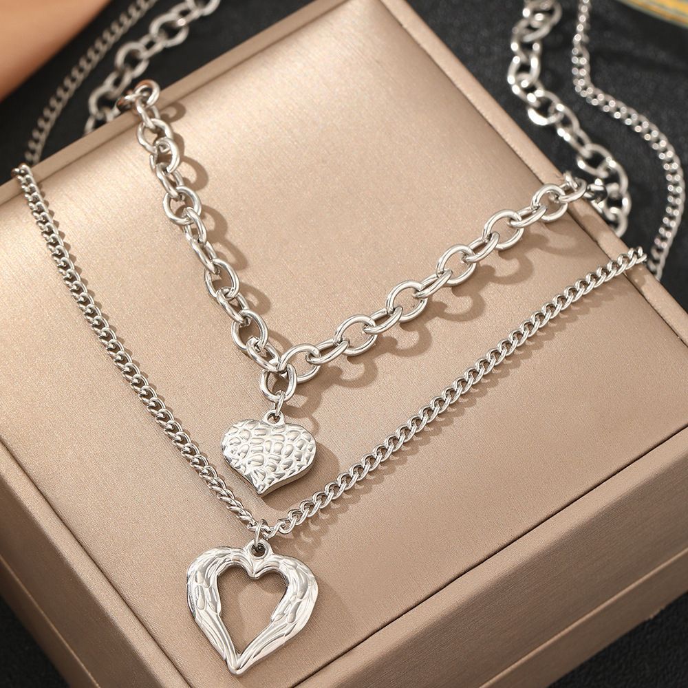 2Pcs Gold Heart Necklace