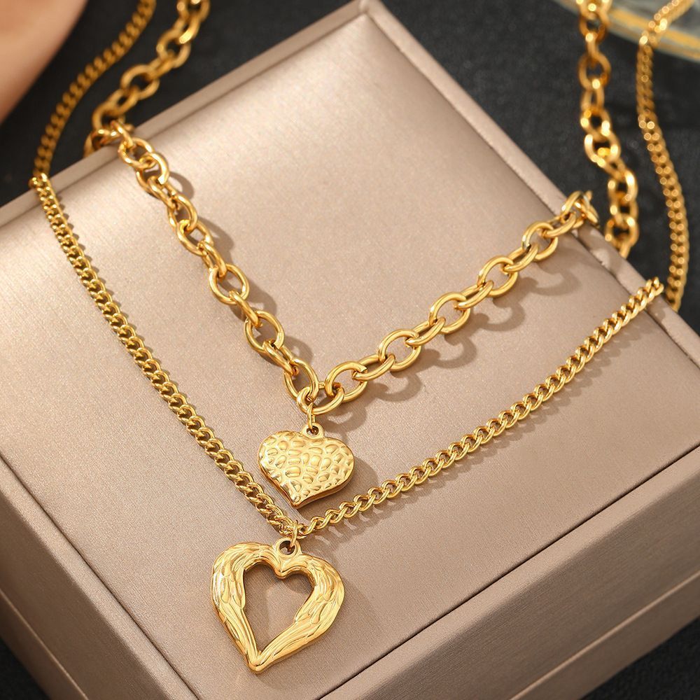 2Pcs Silver Heart Necklace