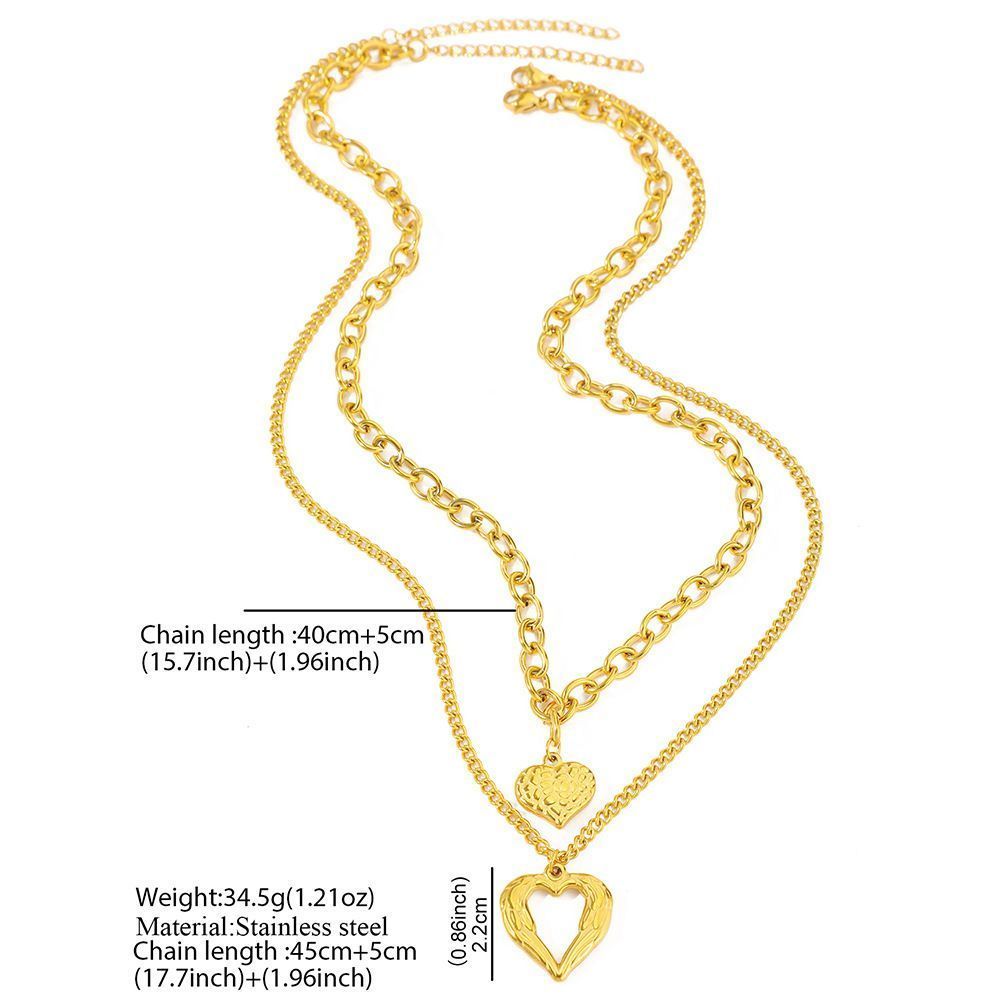 2Pcs Silver Heart Necklace