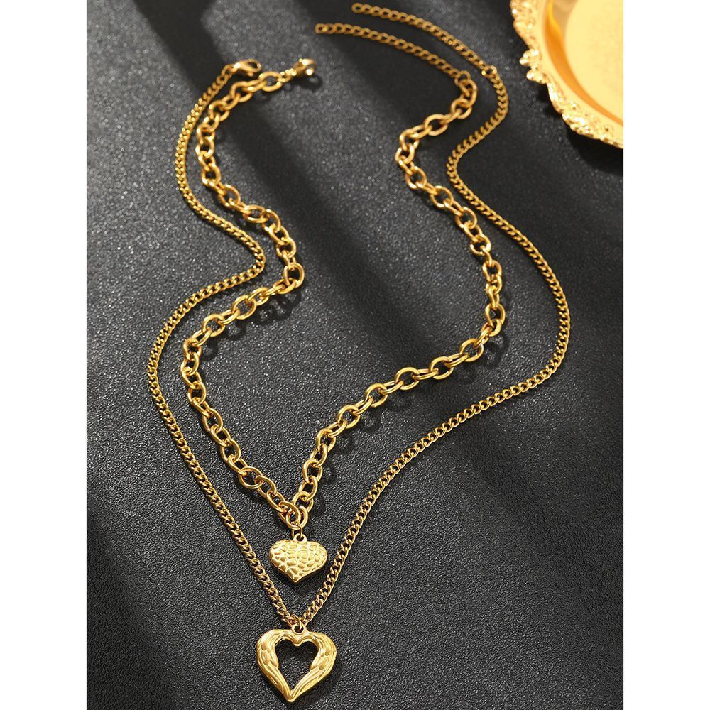 2Pcs Silver Heart Necklace