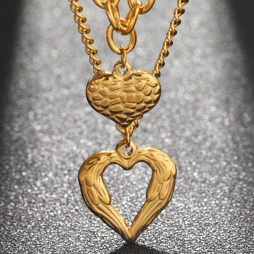 2Pcs Silver Heart Necklace