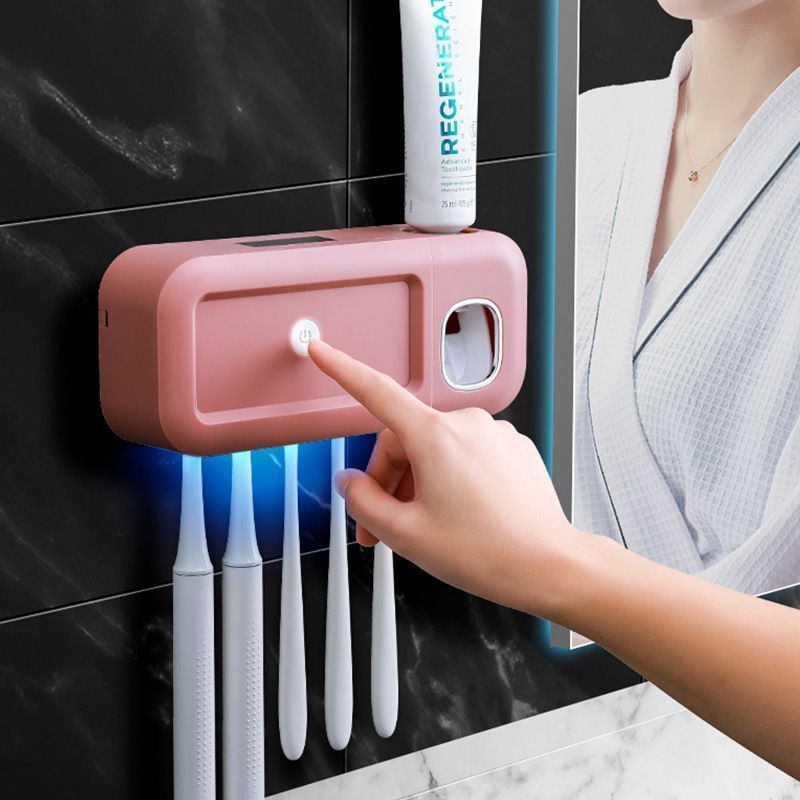 White No-Drill UV Toothbrush Holder