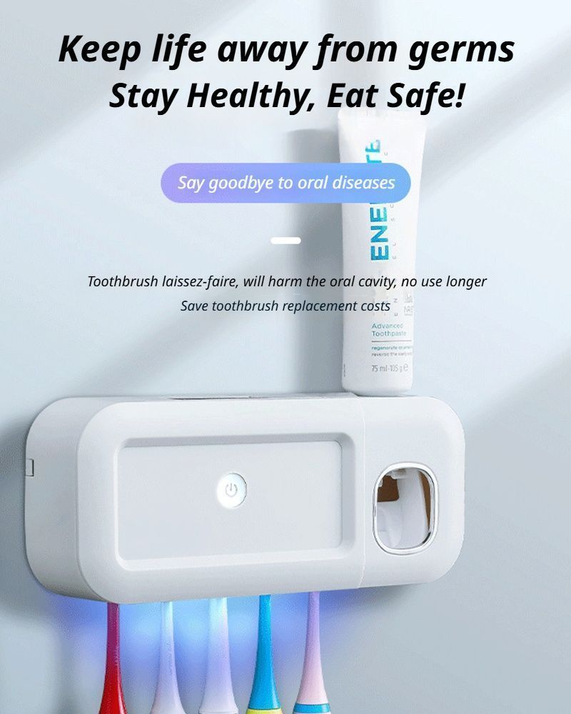 Gray No-Drill UV Toothbrush Holder