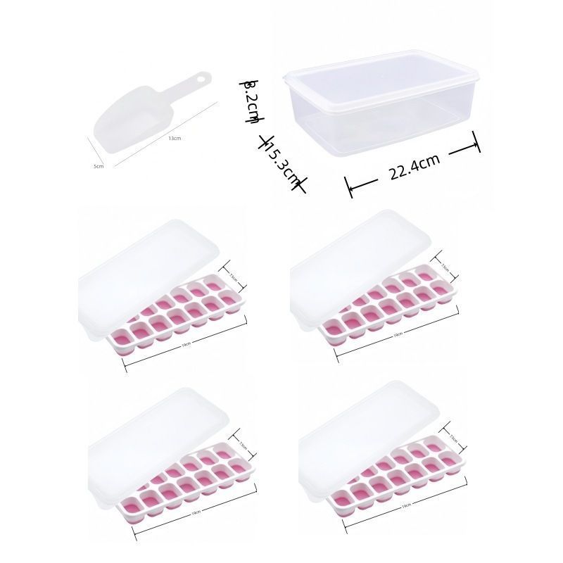 6Pcs 14-Grid Square Silicone Ice Cube Trays, Soft Bottom Ice Molds